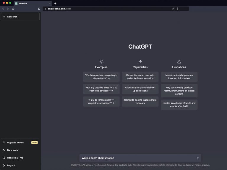 AI Platform ChatGPT Wrote a Poem About Flying