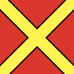 Red background with a yellow x on top.